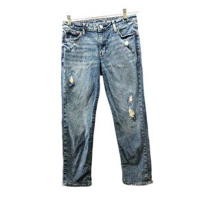 Gap Girls Size 12 Plus Girlfriend Jeans Distressed Medium Wash Blue Stretch